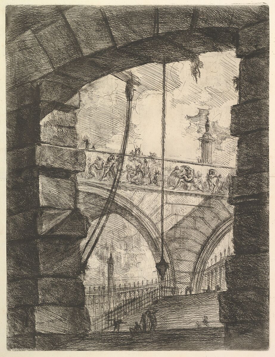 The Grand Piazza, from "Carceri d'invenzione" (Imaginary Prisons), Giovanni Battista Piranesi (Italian, Mogliano Veneto 1720–1778 Rome), Etching, engraving, sulphur tint or open bite, burnishing; first state of six (Robison) 