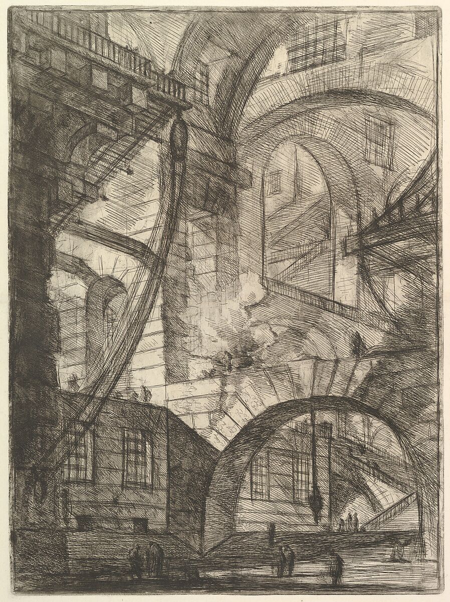 The Smoking Fire, from "Carceri d'invenzione" (Imaginary Prisons), Giovanni Battista Piranesi (Italian, Mogliano Veneto 1720–1778 Rome), Etching, engraving, sulphur tint or open bite, burnishing; first state of seven (Robison) 