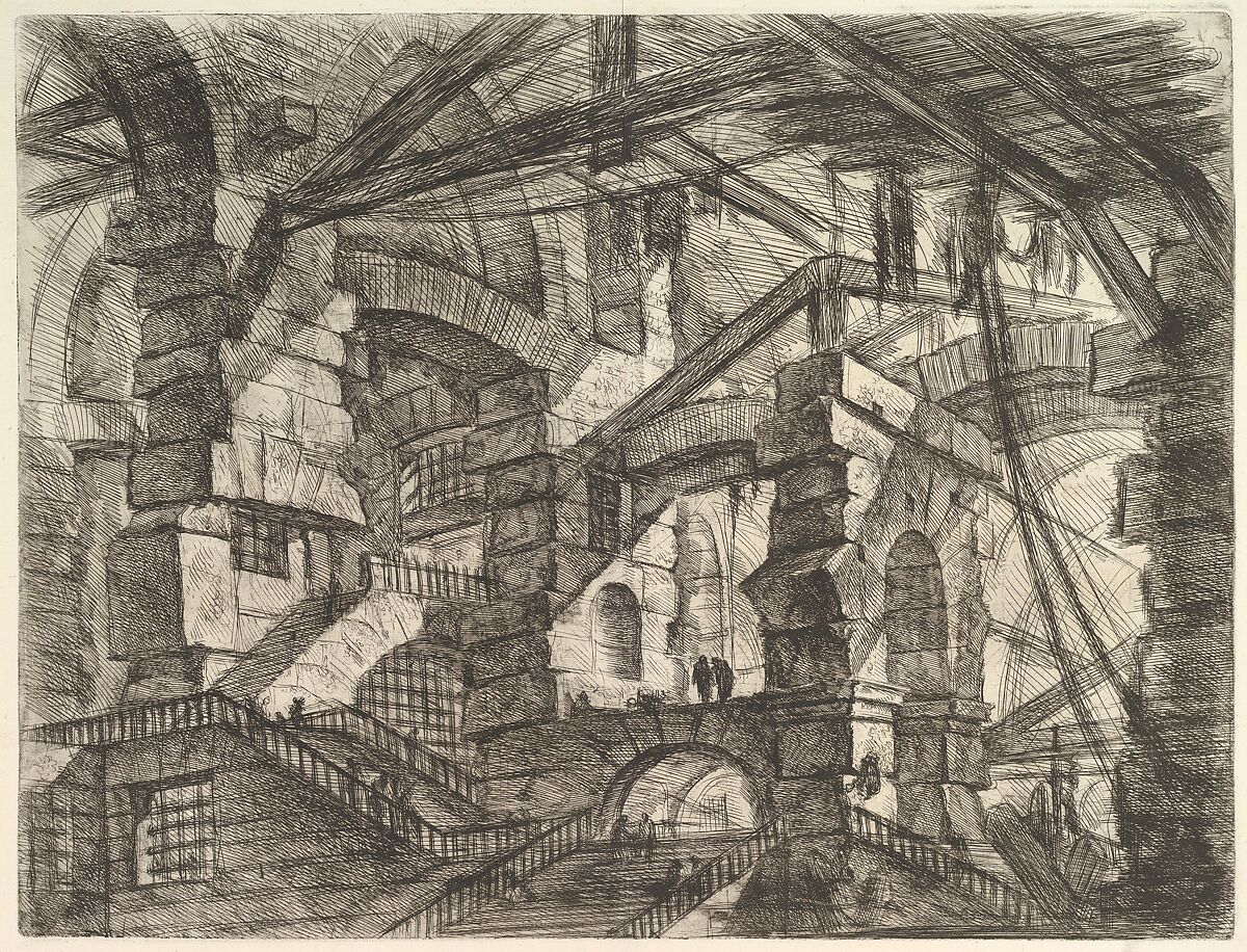 The Gothic Arch, from "Carceri d'invenzione" (Imaginary Prisons), Giovanni Battista Piranesi (Italian, Mogliano Veneto 1720–1778 Rome), Etching, engraving, sulphur tint or open bite, burnishing; first state of six Robison) 