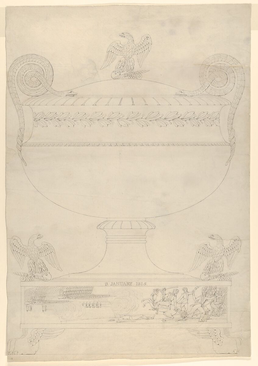 Design for a covered vase, Thomas Fletcher (American, Alstead, New Hampshire 1787–1866 New Jersey), Pen and ink 