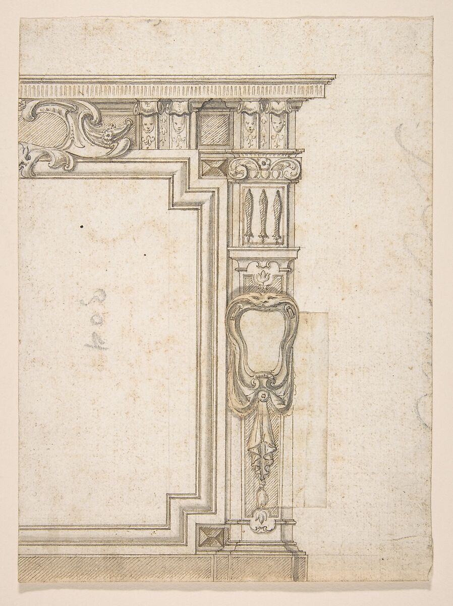 Design for a Panel or a Tablet with an Alternate Design, Anonymous, French, 16th century, Pen and brown ink, brush and brown and gray wash 