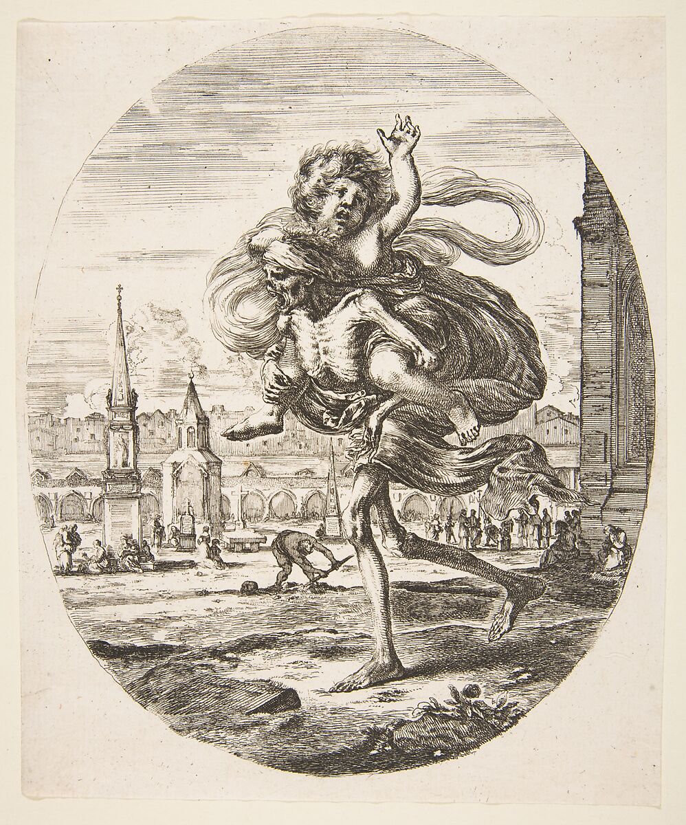 Death carrying a child, from 'The five deaths' (Les cinq Morts), Stefano della Bella (Italian, Florence 1610–1664 Florence), Etching; second state of three 