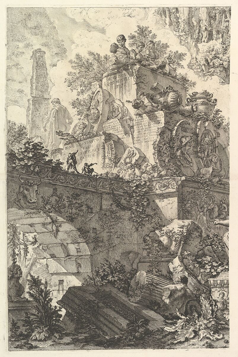 Frontispiece, with Statue of Minerva, from "Vedute di Roma", Giovanni Battista Piranesi (Italian, Mogliano Veneto 1720–1778 Rome), Etching 