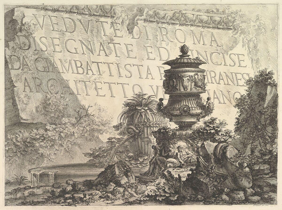 Frontispiece from "Vedute di Roma", Giovanni Battista Piranesi (Italian, Mogliano Veneto 1720–1778 Rome), Etching 