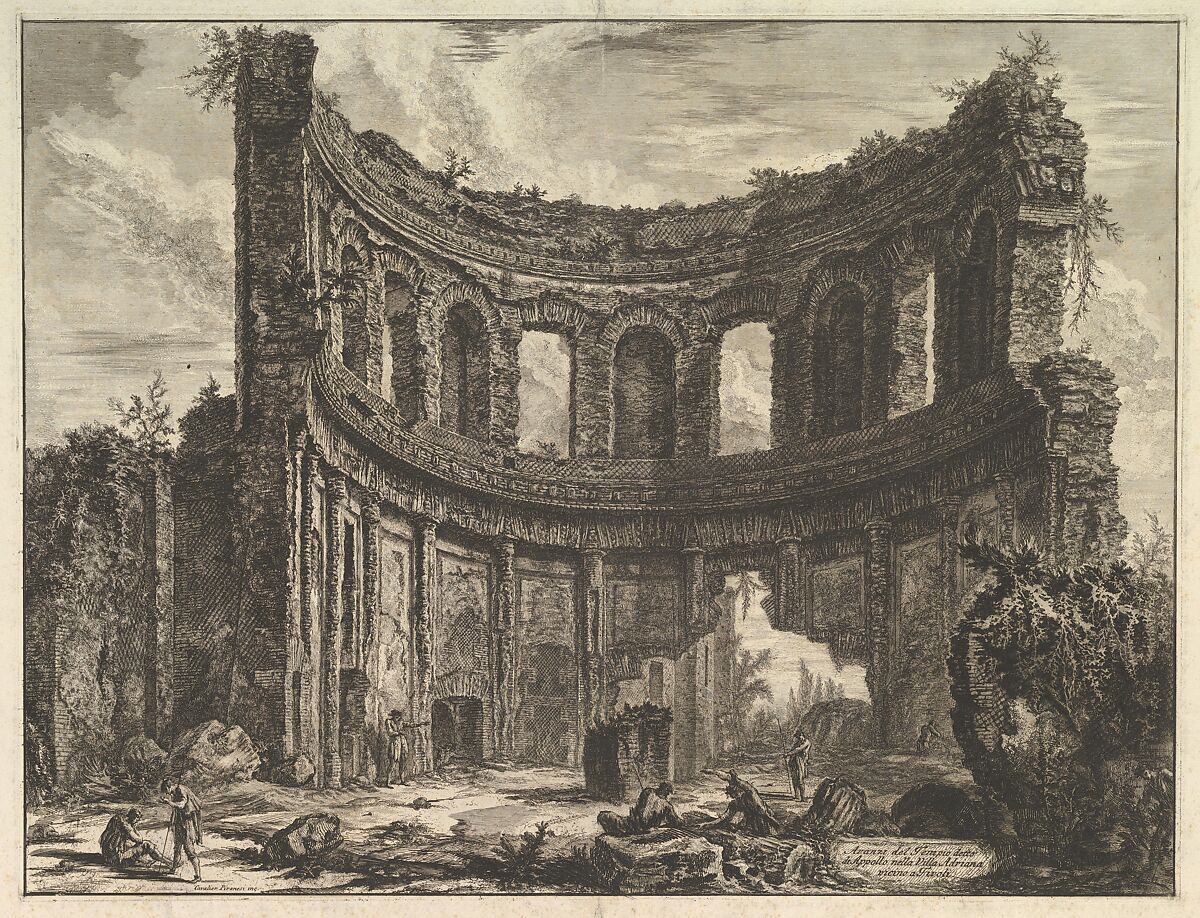 Avanzi del Tempio detto di Apollo nella Villa Adriana vicino a Tivoli (Hadrian's Villa. Remains of the Smaller Palace [Formerly called the Temple of Apollo]), Giovanni Battista Piranesi (Italian, Mogliano Veneto 1720–1778 Rome), Etching 