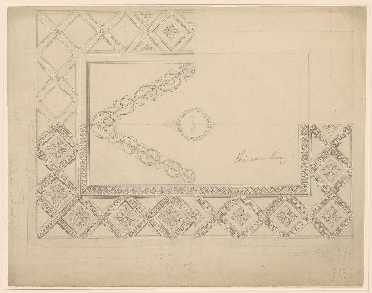 Design for a Ceiling for the Drawing Room at Milton Abbey, Dorset, Sir William Chambers (British (born Sweden), Göteborg 1723–1796 London), Graphite 