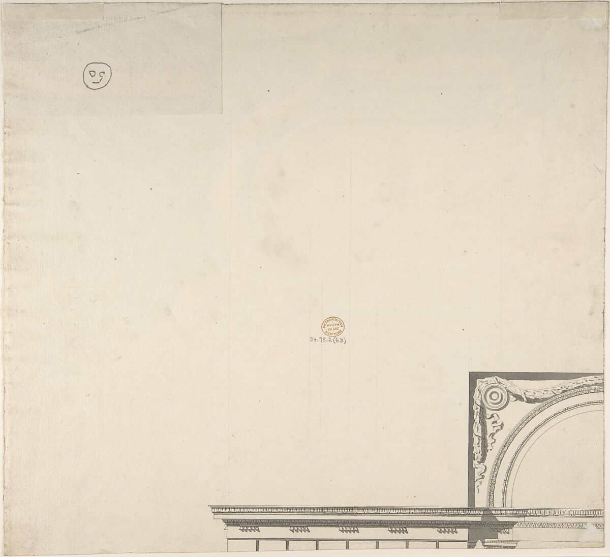 Ceiling of Staircase, Palazzo Mattei, Sir William Chambers (British (born Sweden), Göteborg 1723–1796 London), Pen and ink, brush and gray wash