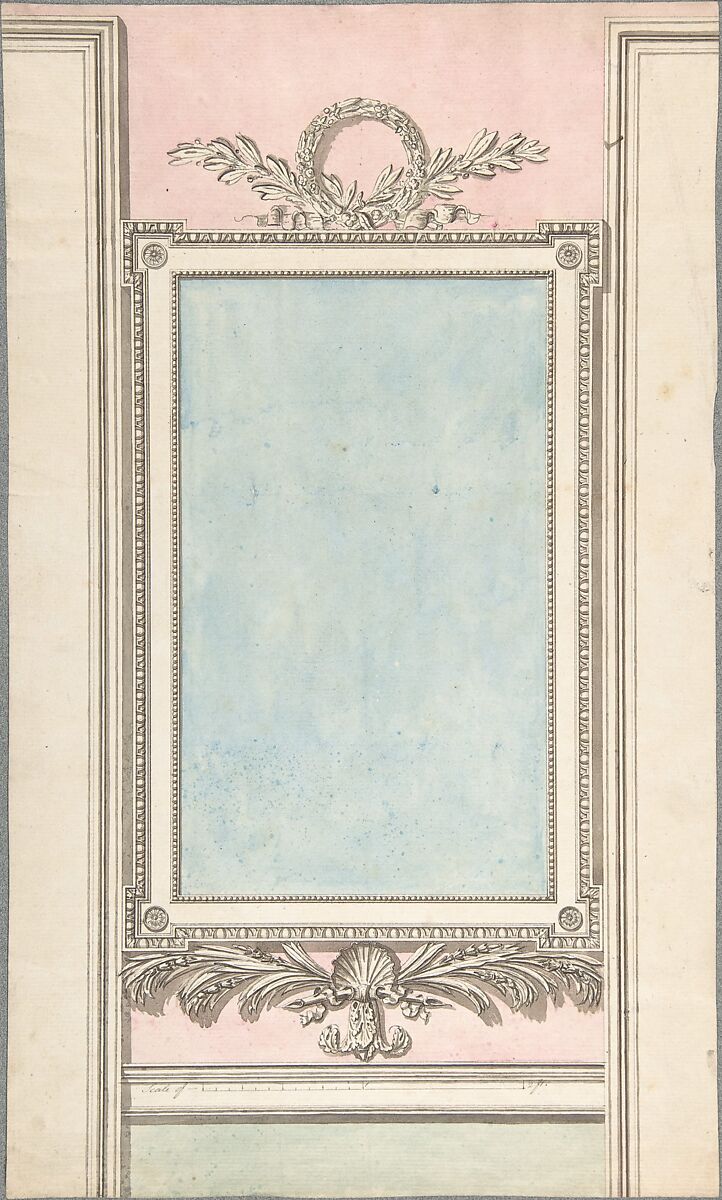 Design for a Mirror, John Yenn (British, London (?) 1750–1821 London), Pen and ink, brush and wash, watercolor 