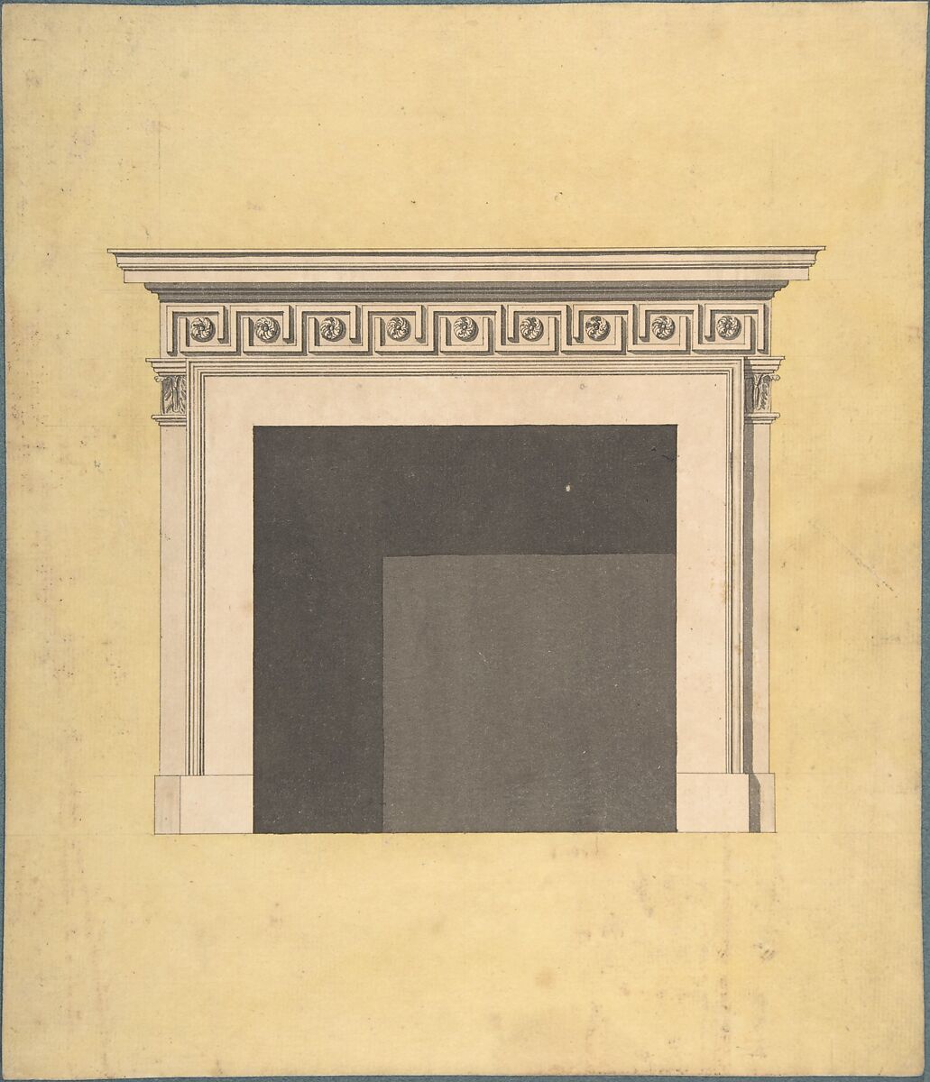 Design for a Chimneypiece, John Yenn (British, London (?) 1750–1821 London), Pen and ink, watercolor 
