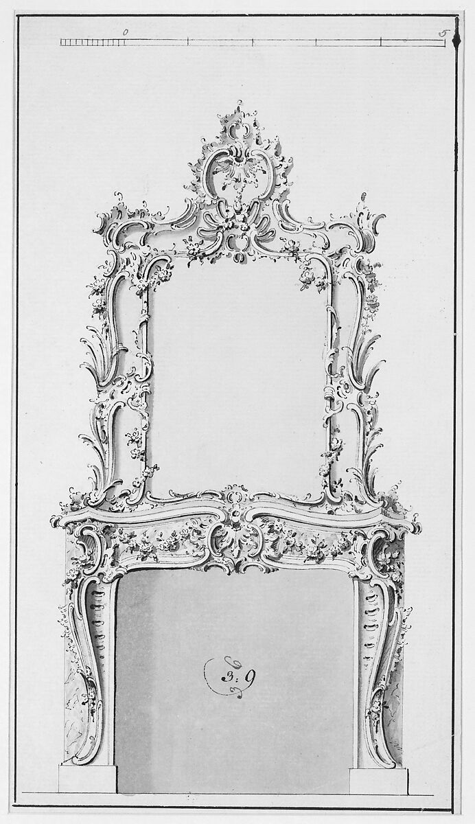 Design for a Fireplace, Sir Henry Cheere (British, London 1703–1781 London), Pen and brown ink, brush and pale brown and green wash and watercolor