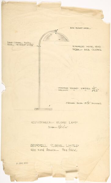 Adjustable Floor Lamp, Arundell Clarke Ltd. (London), Graphite 