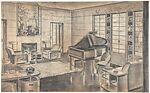 Design for a Sitting Room with a Grand Piano, Arundell Clarke Ltd.  British, Graphite