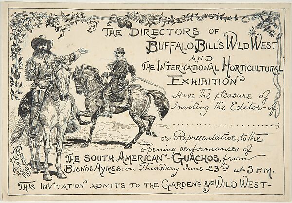 Invitation to the South American Gauchos by the directors of Buffalo Bill's Wild West Show