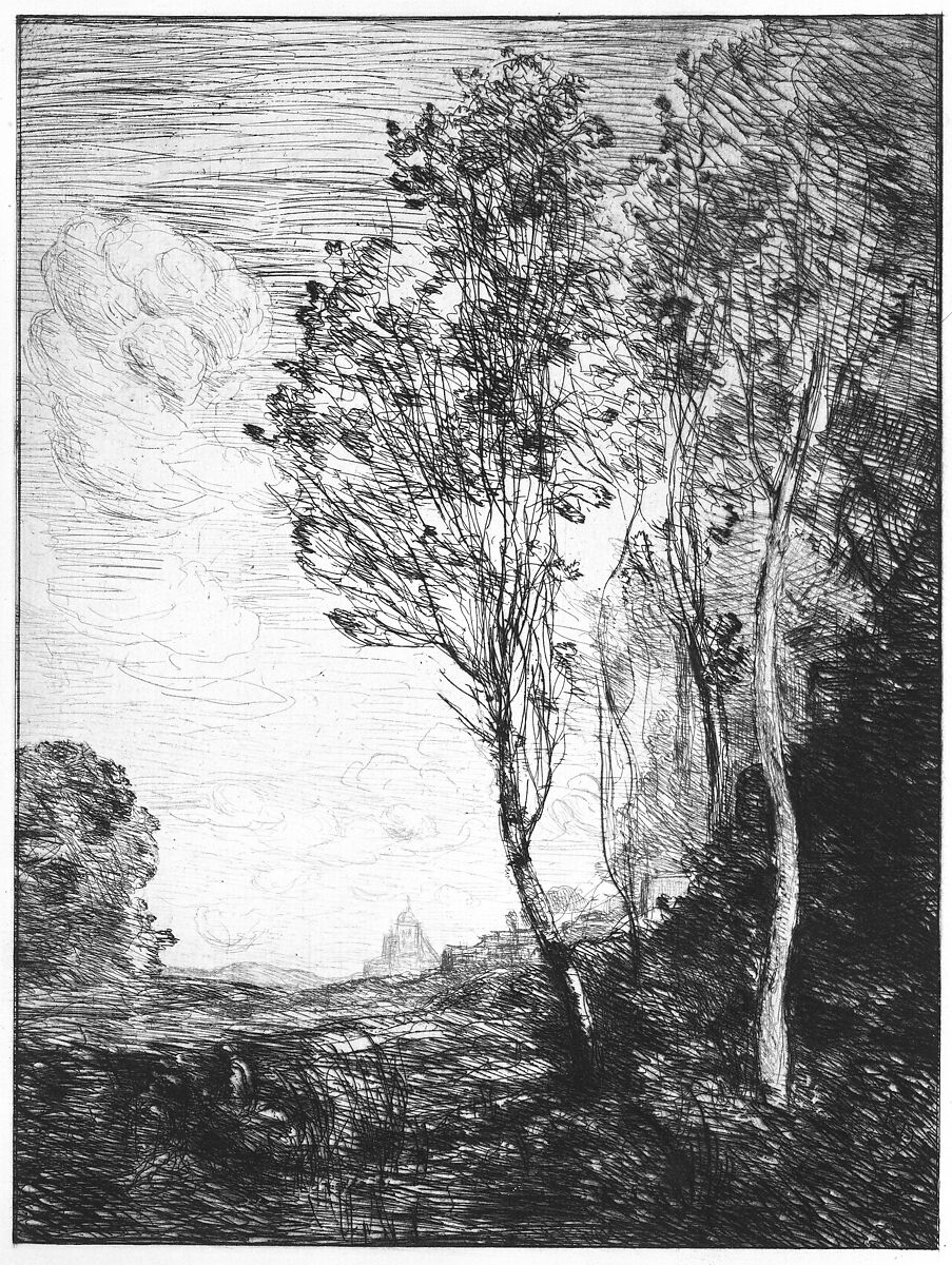 Souvenir of Italy, Camille Corot (French, Paris 1796–1875 Paris), Etching; first state of four 