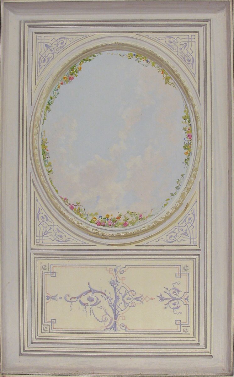 Ceiling Design for the "Petit Salon" of the Duchess of Newcastle, Hôtel Hope, Jules-Edmond-Charles Lachaise (French, died 1897), Gouache