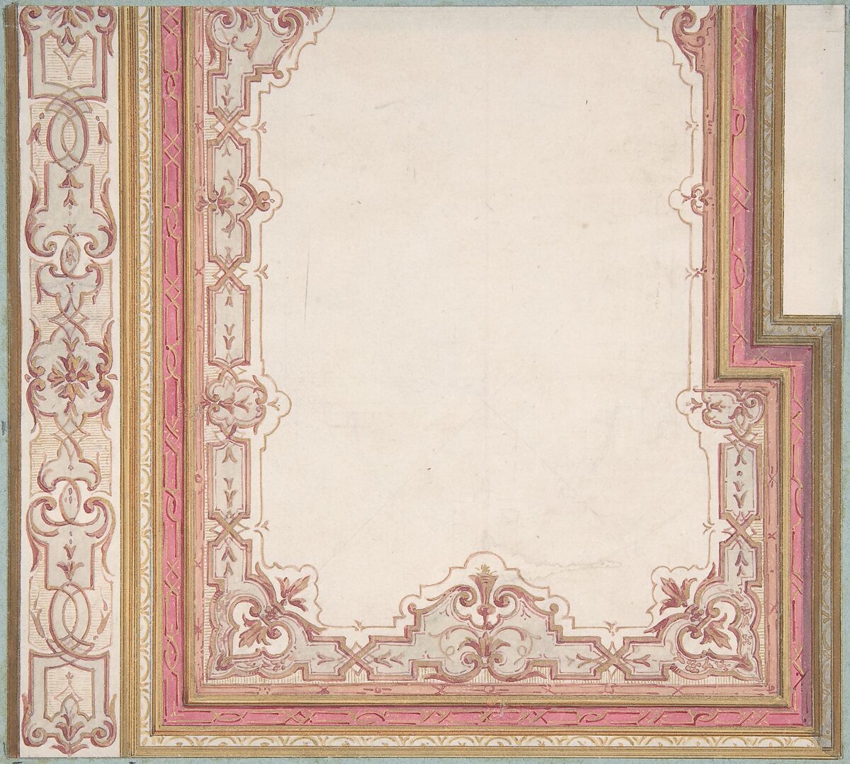 Ceiling Design for Madame Hope's Bedroom, Jules-Edmond-Charles Lachaise (French, died 1897), Watercolor, gouache, gilt 