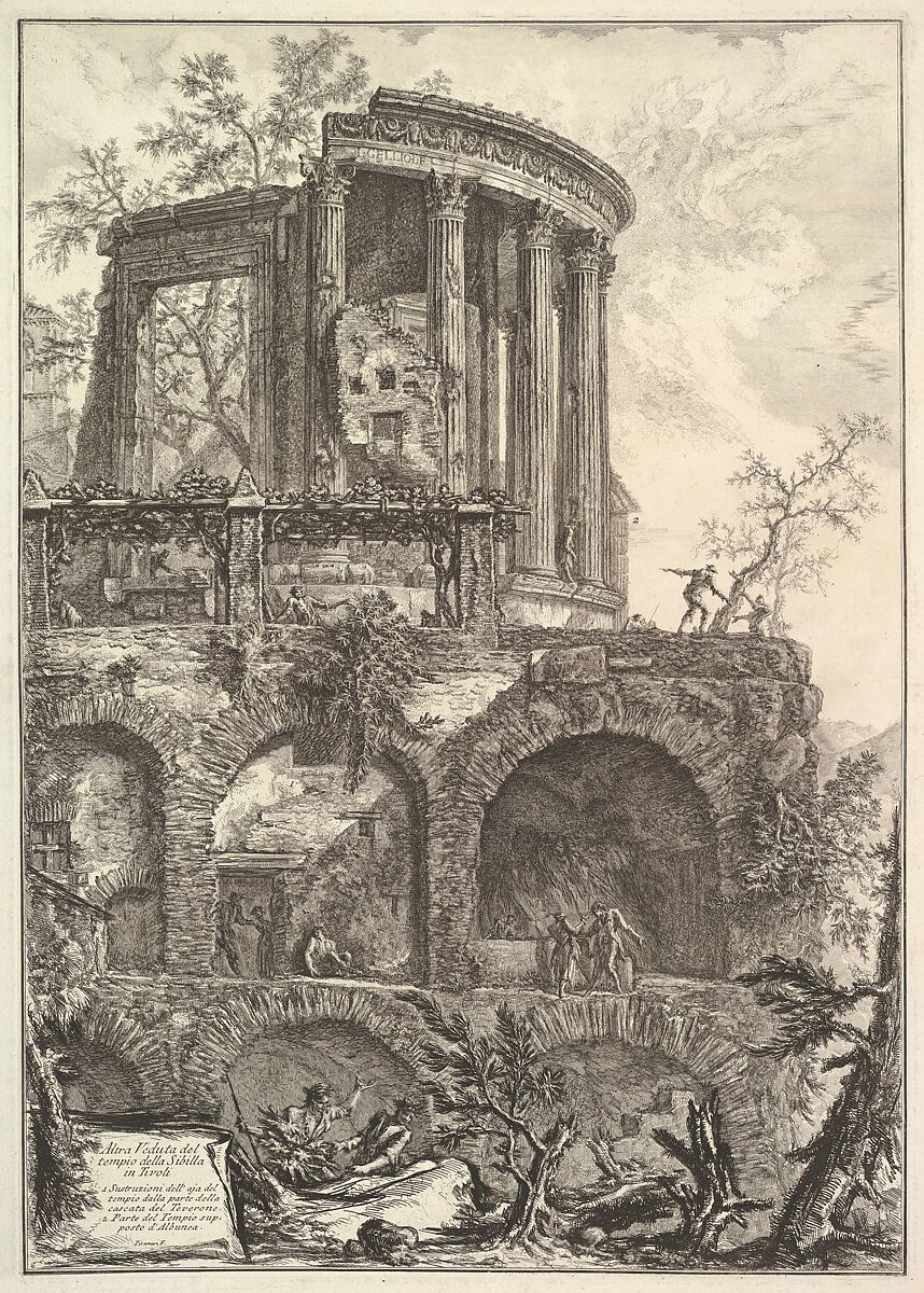 Altra V. del Tempio della Sibilla in Tivoli (Another view of the Temple of the Sibyl in Tivoli), Giovanni Battista Piranesi (Italian, Mogliano Veneto 1720–1778 Rome), Etching 