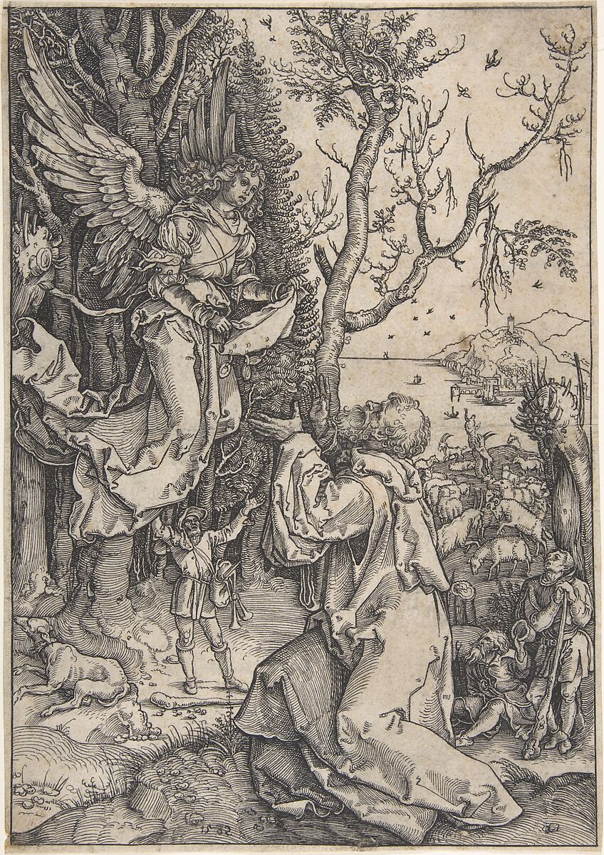 Recto: Joachim and the Angel; Verso, in upper right hand corner: three figures with loose draperies, Anton Möller the Elder (German, Königsberg, 1563/65–1611, Danzig [Gdansk]), Pen and black ink 