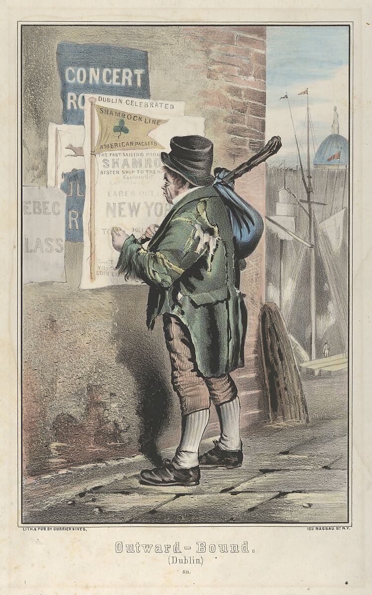 Outward Bound (Dublin), After Erskine Nicol (British, Leith, Scotland 1825–1904 Feltham, Middlesex), Hand-colored lithograph 