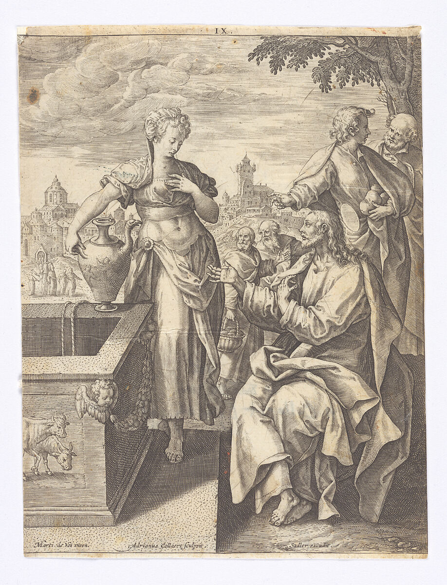 Christ and the Samaritan Woman, Maerten de Vos  Netherlandish, Engraving