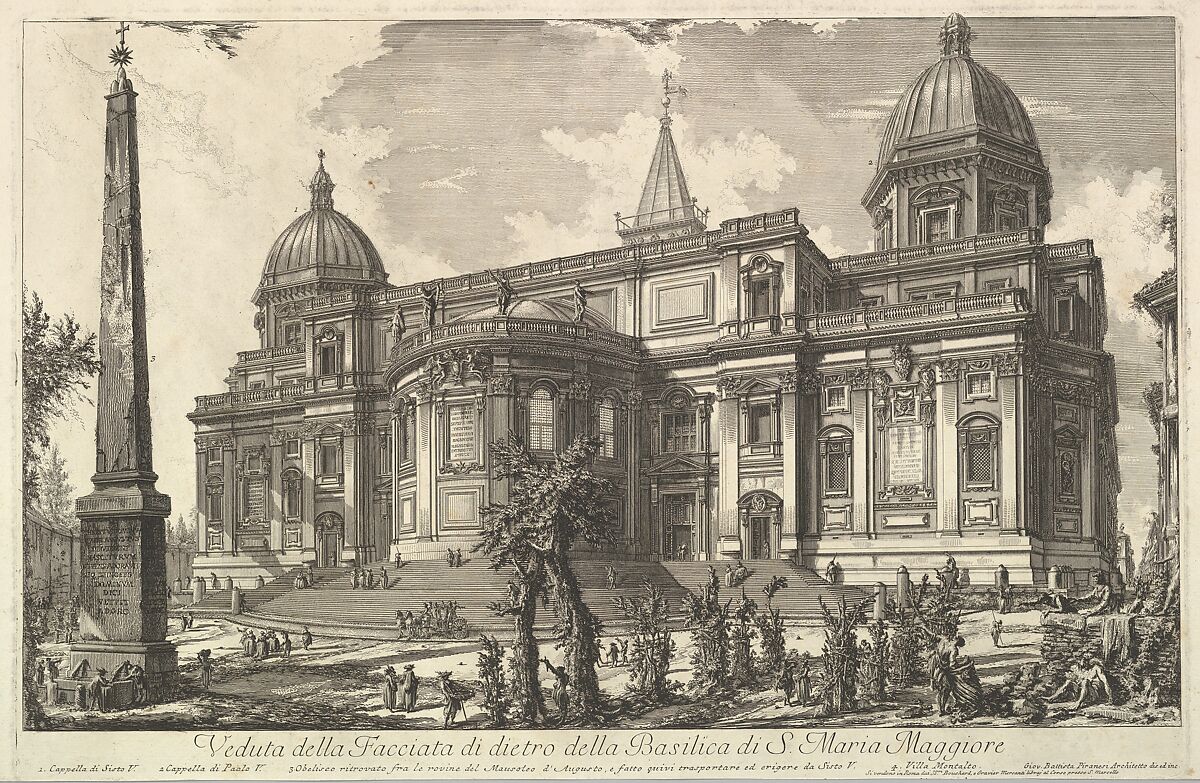 View of the rear entrance of the Basilica of S. Maria Maggiore, from Veduta di Roma (Roman Views), Giovanni Battista Piranesi (Italian, Mogliano Veneto 1720–1778 Rome), Etching; first state of five (Hind) 