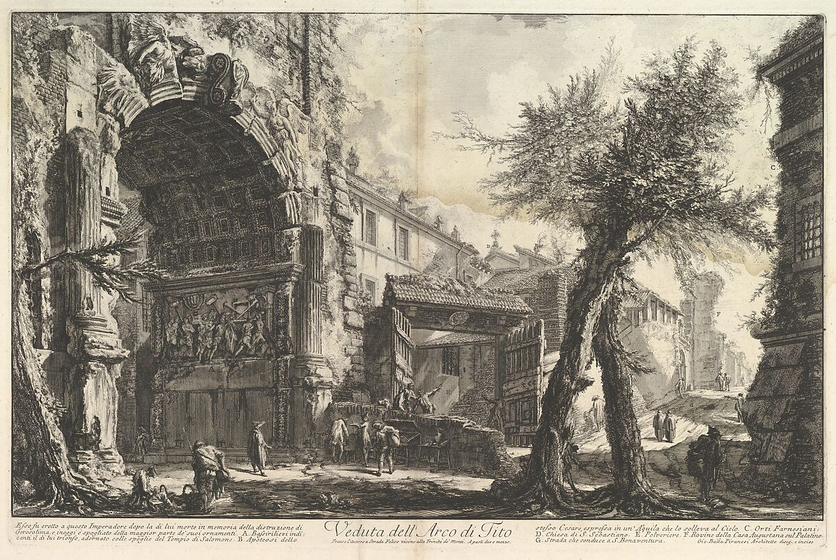 The Arch of Titus (Veduta dell'Arco di Tito), Giovanni Battista Piranesi (Italian, Mogliano Veneto 1720–1778 Rome), Etching 