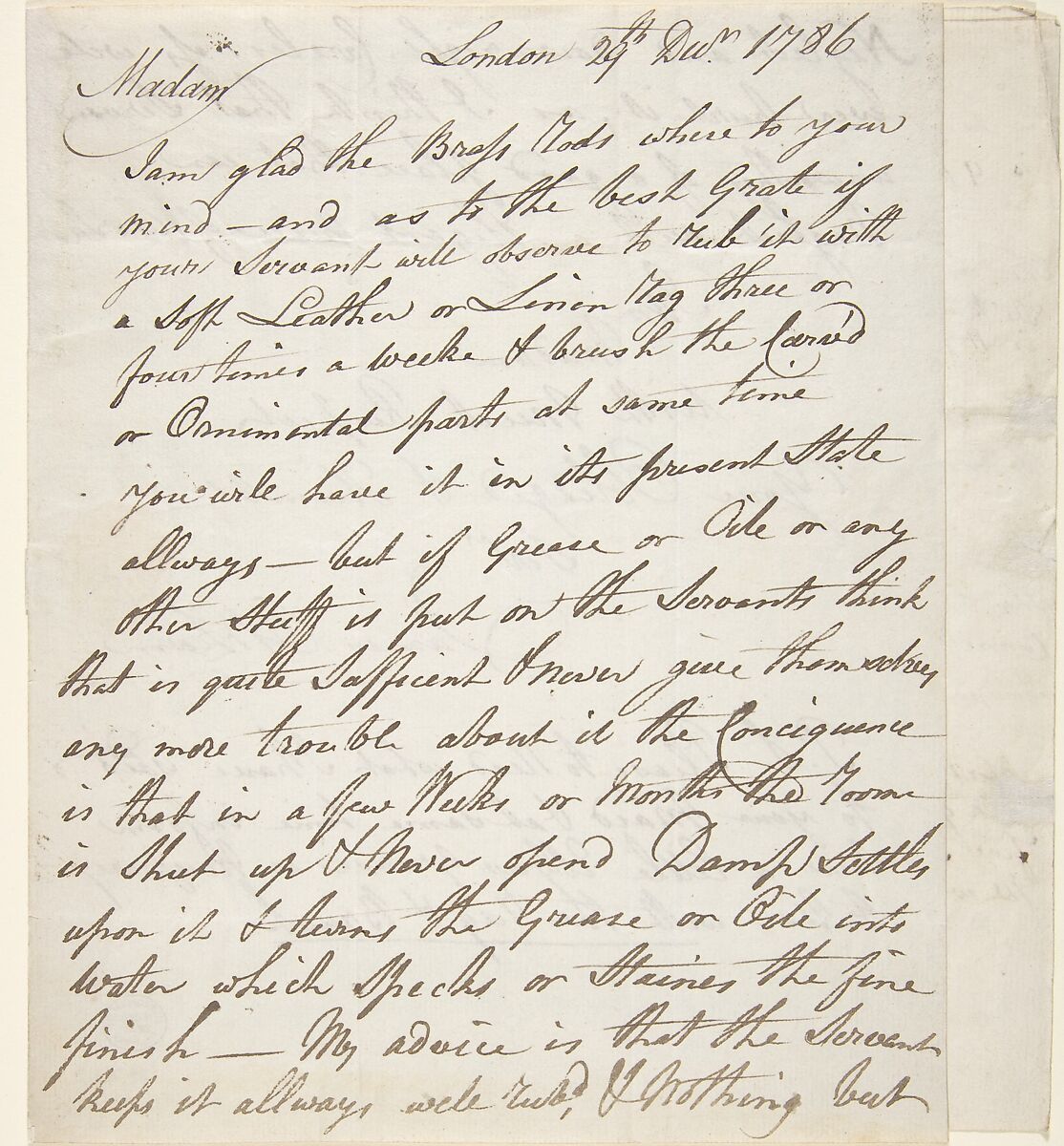 Letter, Written by James Oldham (British, active late 18th century), Pen and brown ink 