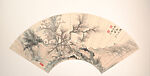 Landscape, Pu Jin (Chinese, 1893–1966), Folding fan mounted as an album leaf; ink and color on alum paper, China 