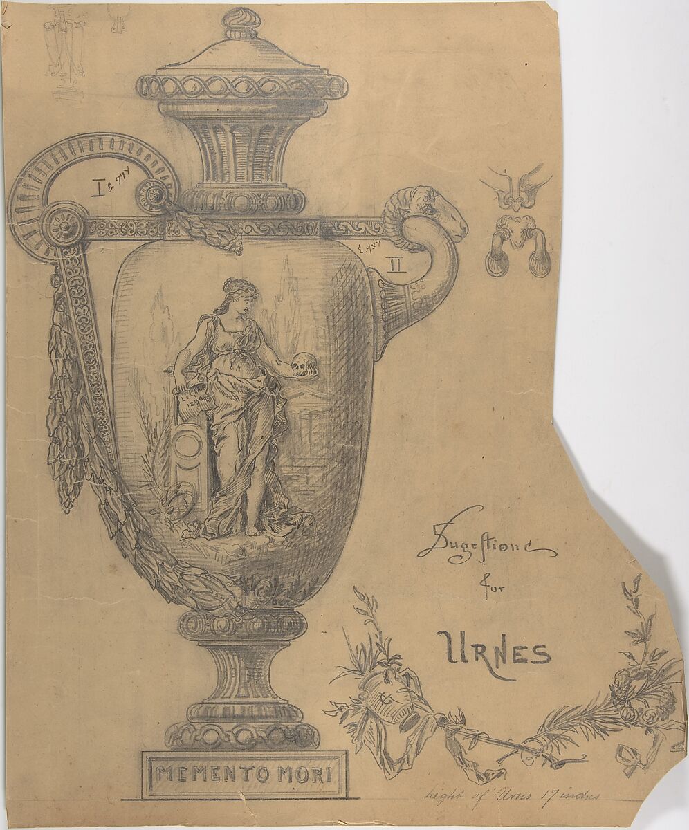 Suggestions for Urns, L. V. Grave (British, 18th century), Graphite 