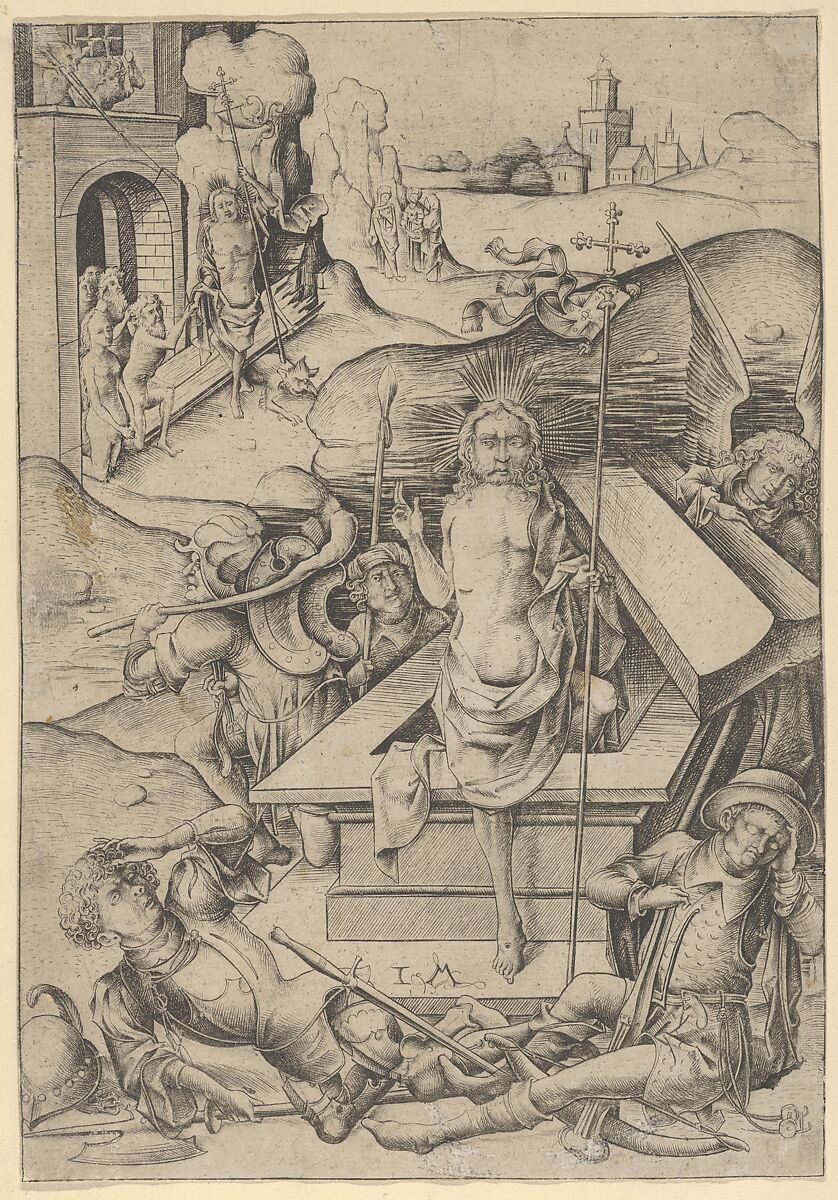 The Resurrection, Israhel van Meckenem (German, Meckenem ca. 1440/45–1503 Bocholt), Engraving; eighth or ninth state 