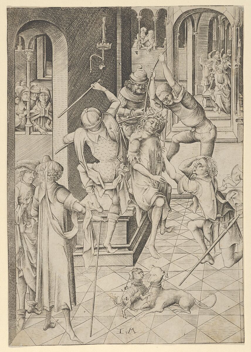 Christ Crowned with Thorns from The Passion, Israhel van Meckenem (German, Meckenem ca. 1440/45–1503 Bocholt), Engraving; fifth state? 