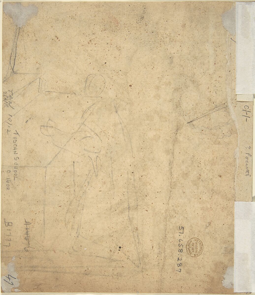 Deathbed Scene with Monks, Anonymous, Italian, 16th to 17th century, Pen and brown ink, brush and gray wash, over black chalk