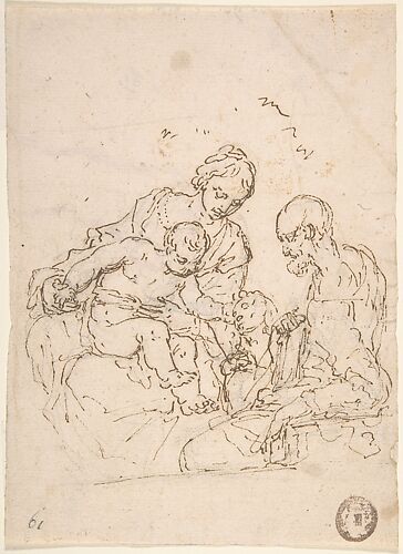 Holy Family with St. John the Baptist (recto); Study of a Foot (verso)