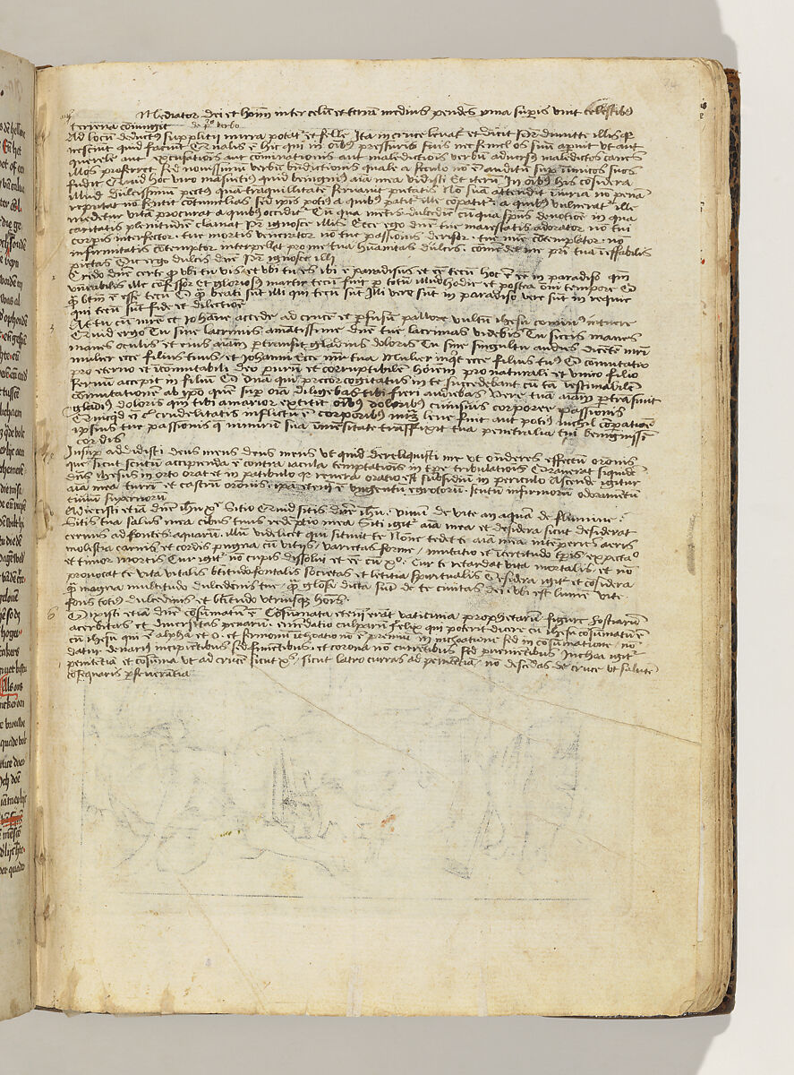 Album with Twelve Engravings of The Passion, a Woodcut of Christ as the Man of Sorrows, and a Metalcut of St. Jerome in Penitence, Israhel van Meckenem (German, Meckenem ca. 1440/45–1503 Bocholt), Engraving, two touched with gold;  woodcut, hand-colored; metalcut, hand-colored; manuscript in dark brown ink with red, and blue initials and flourishes; bound in blind-stamped leather