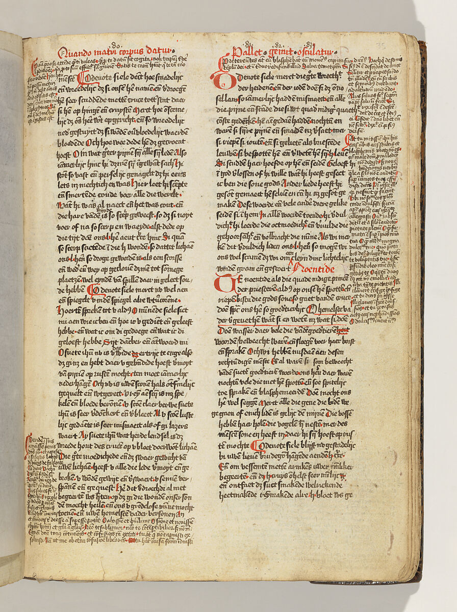 Album with Twelve Engravings of The Passion, a Woodcut of Christ as the Man of Sorrows, and a Metalcut of St. Jerome in Penitence, Israhel van Meckenem (German, Meckenem ca. 1440/45–1503 Bocholt), Engraving, two touched with gold;  woodcut, hand-colored; metalcut, hand-colored; manuscript in dark brown ink with red, and blue initials and flourishes; bound in blind-stamped leather