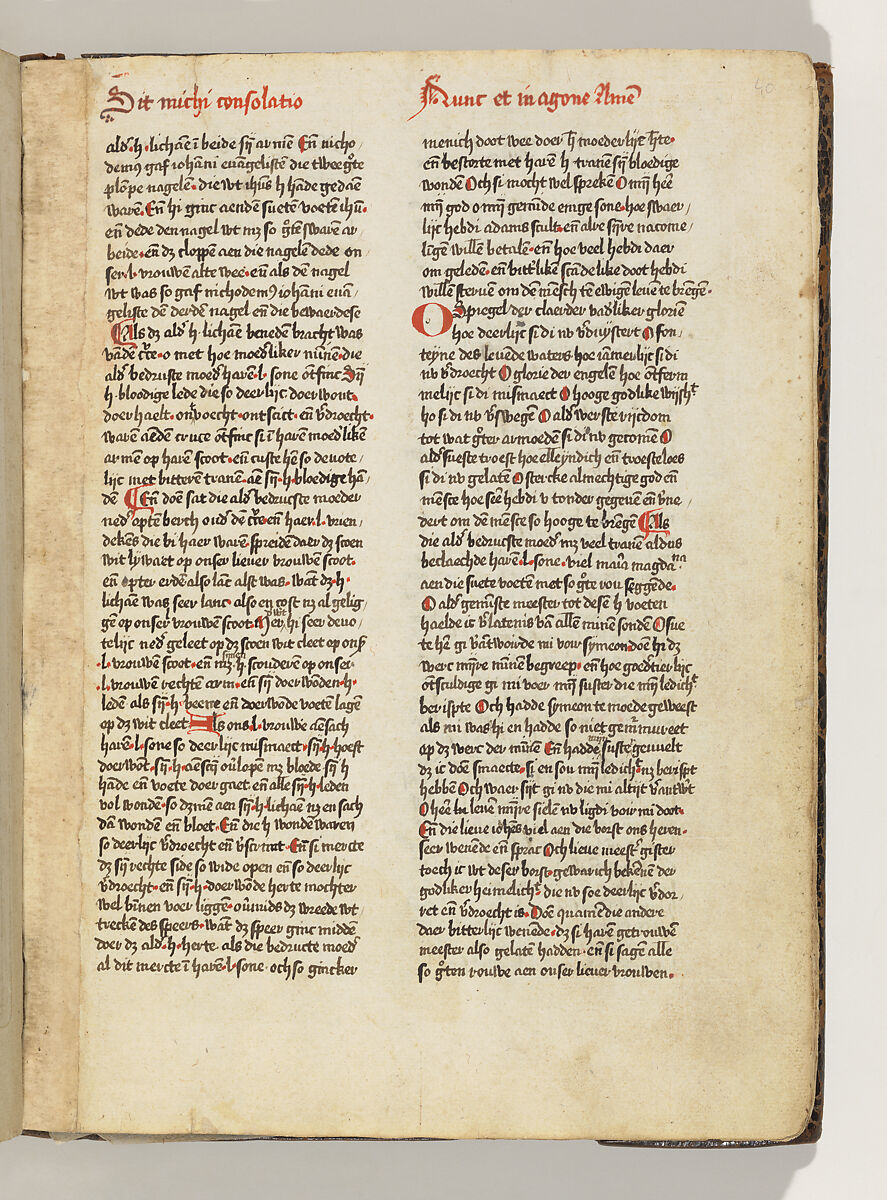 Album with Twelve Engravings of The Passion, a Woodcut of Christ as the Man of Sorrows, and a Metalcut of St. Jerome in Penitence, Israhel van Meckenem (German, Meckenem ca. 1440/45–1503 Bocholt), Engraving, two touched with gold;  woodcut, hand-colored; metalcut, hand-colored; manuscript in dark brown ink with red, and blue initials and flourishes; bound in blind-stamped leather