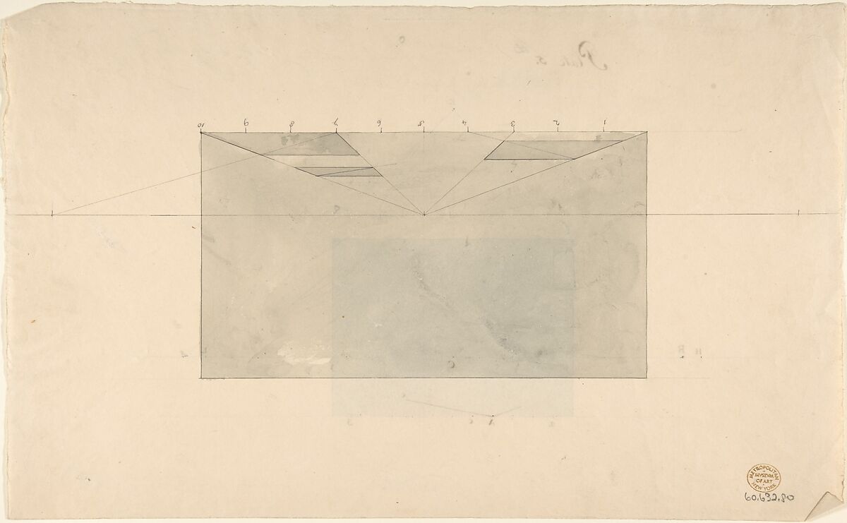 To Find the Vanishing of Any Building, one side being given, Anonymous, British, 18th century, Pen and ink, brush and wash, over graphite