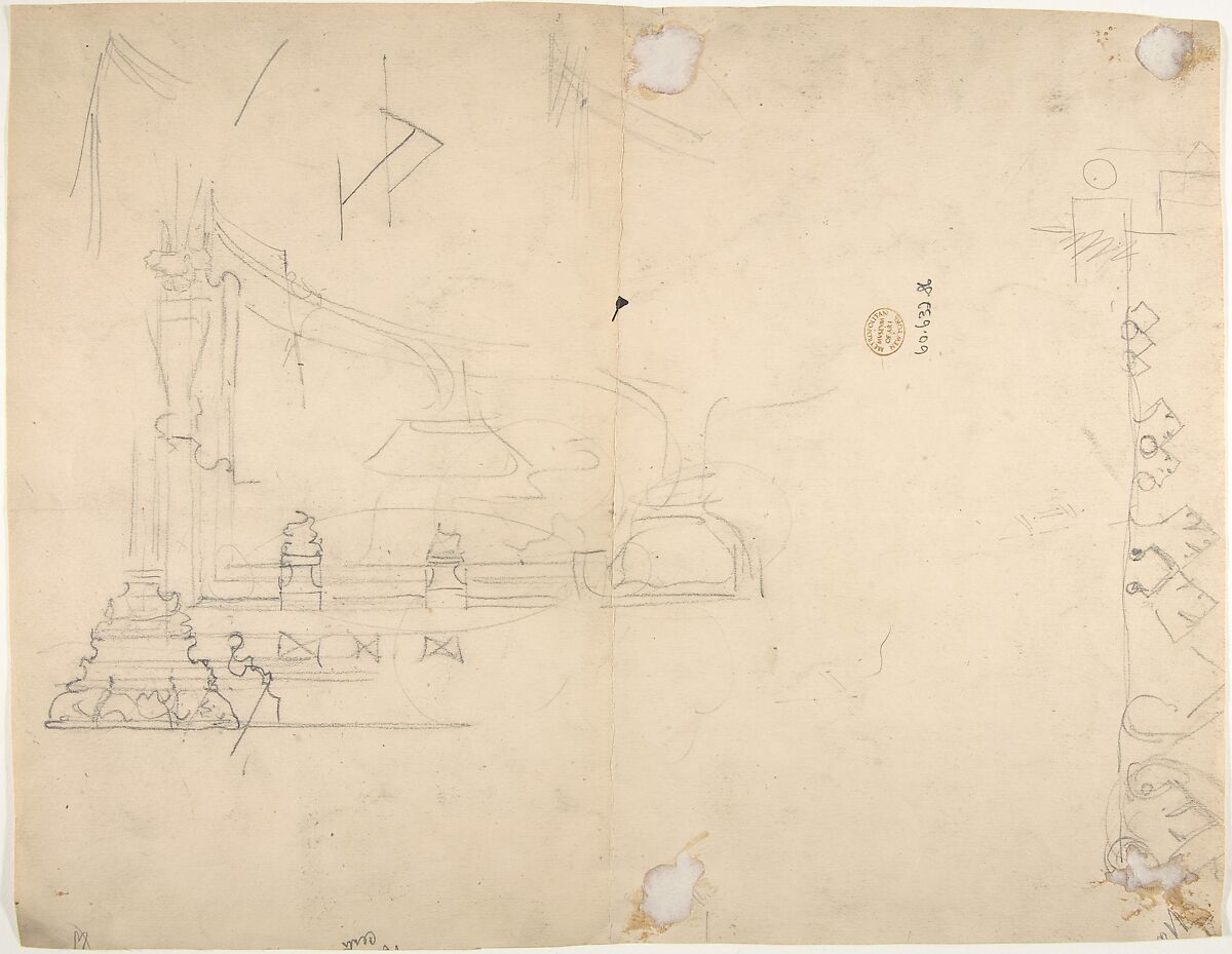 Medieval Chimneypiece Design, Anonymous, British, 19th century, Graphite