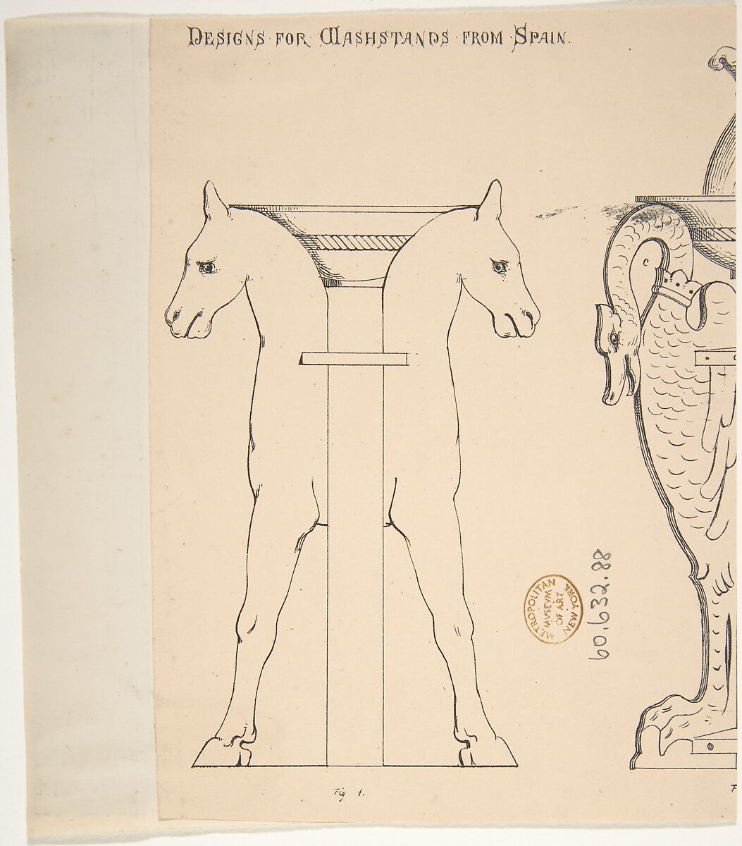 Design for a Fireplace Grate, Anonymous, British, 19th century, Pen and ink, watercolor and graphite