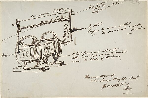 Sketch of a stone drill and saw