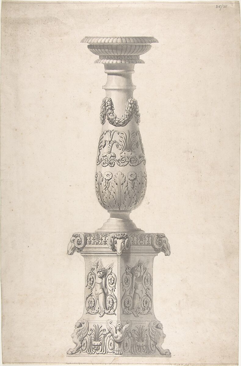 Design for a candelabrum, Attributed to Anonymous, British, 18th century, Pen and ink, brush and wash 