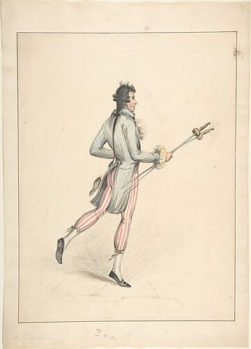 A fencing master (recto); sketch of a man's head (verso)