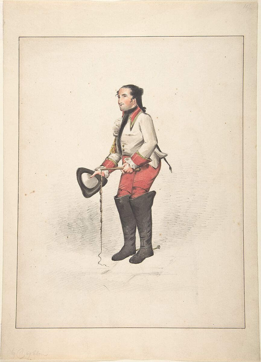 A coachman (recto); ships and rowboats (verso), Possibly by Robert Dighton the Elder (British, London ca. 1751–1814 London), Watercolor and gouache (recto); graphite (verso) 