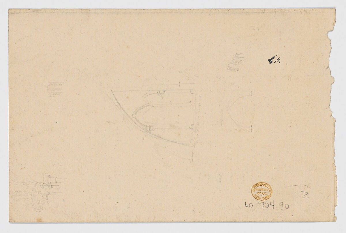 Northeast Transept of Canterbury Cathedral (recto); Architectural Details (verso), Anonymous, British, late 18th–early 19th century, Graphite