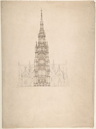Design for a Church in the Decorated Style, Perspective