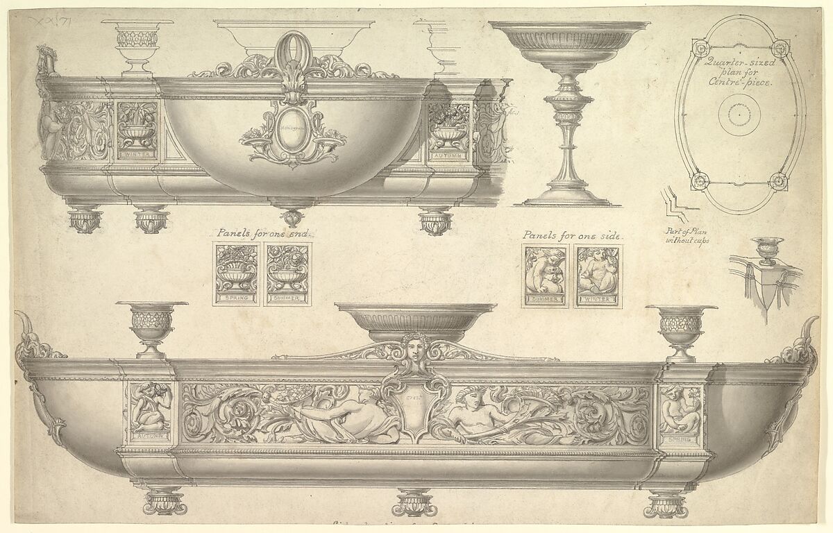 Design for a Silver Centerpiece, Anonymous, British, 19th century 
