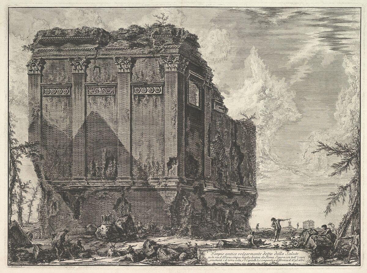 The so-called Temple of Salus, on the road to Albano (Tempio antico volgarmente detto della Salute), Giovanni Battista Piranesi (Italian, Mogliano Veneto 1720–1778 Rome), etching 