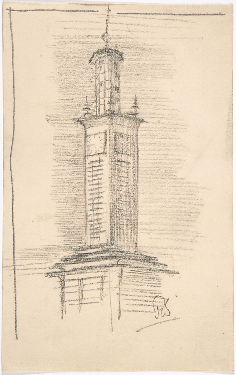 Clocktower, Attributed to Sir Charles Barry (British, London 1795–1860 London), Graphite 