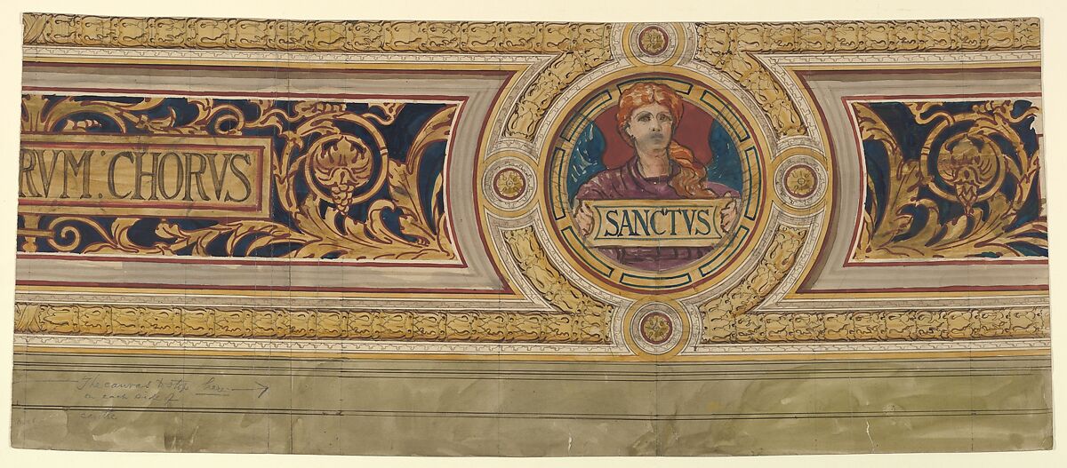 Frieze decoration: Sanctus, H. Stannus (British, 19th century), Watercolor 