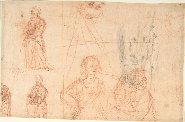 Figure Studies; Landscape (recto); Copy after Antique Style Hercules Statue (verso)